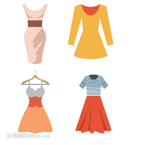 女裝衣服裙子矢量圖標(biāo)插畫