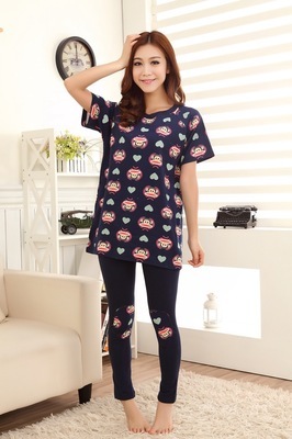 【2014春夏新款糖果色睡衣 愛心卡通短袖睡衣套裝女睡衣 日系家居服】?jī)r(jià)格,廠家,圖片,家居服、睡衣、浴袍,汕頭市潮陽(yáng)區(qū)銅盂艾妮服裝廠-